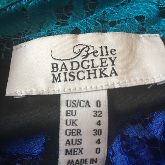 Belle Badgley Mischka sz0 Lace tricolor dress - Picture 3 of 10